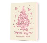 Personalised Christmas Cards 2025 Greeting Cards Xmas Santa Gift Custom Gift Laser Paper Cut Xmas Cards for Kids Boys Girls Daughter Niece Grandson Granddaughter Grandad(Pink)