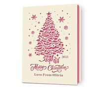Personalised Christmas Cards 2025 Greeting Cards Xmas Santa Gift Custom Gift Laser Paper Cut Xmas Cards for Kids Boys Girls Daughter Niece Grandson Granddaughter Grandad(Fuchsia)