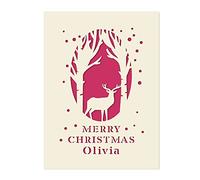 Personalised Christmas Cards 2025 Merry Christmas Card for Kids Boys Girls Daughter Santa Xmas Gift Keepsake Greeting Cards with Any Name for Niece Grandson Granddaughter Grandad(Fuchsia)