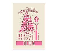 Personalised Christmas Cards 2025 Merry Christmas Cards with Any Name Laser Paper Cut Christmas Card Gifts for Husband Mum Wife Daughter Grandson Sister(Fuchsia)