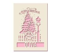 Personalised Christmas Cards 2025 Merry Christmas Cards with Any Name Laser Paper Cut Christmas Card Gifts for Husband Mum Wife Daughter Grandson Sister(Pink)