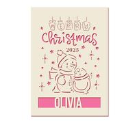 Personalised Christmas Cards 2025 Personalised Cards Laser Paper Cut Merry Christmas Cards Custom Xmas Cards Gifts for Husband Mum Wife Daughter Grandson Sister (Fuchsia)