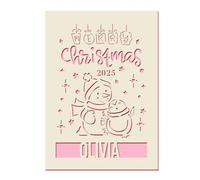 Personalised Christmas Cards 2025 Personalised Cards Laser Paper Cut Merry Christmas Cards Custom Xmas Cards Gifts for Husband Mum Wife Daughter Grandson Sister (Pink)