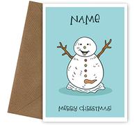 Personalised Christmas Cards for Kids - Snowman with Wrong Carrot - For a Son Daughter Grandson Granddaughter Brother Sister Nephew Niece God Son/Daughter at Xmas