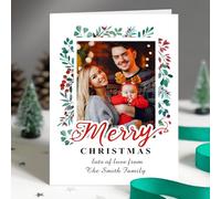 Personalised Christmas Cards Gifts Christmas Cards 2024 Personalised Print on Both Sides Xmas Cards Gifts with Any Photo & Name & Text for Women Men Wife Husband Son Daughter Family(Design 2)