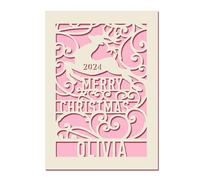 Personalised Christmas Cards Gifts Custom Xmas Cards 2024 Xmas Gifts with Any Name & Year Laser Paper Cut Cards for Son Daughter Friends Mom Dad Nanny Granddaughter(Pink)