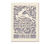 Personalised Christmas Cards Gifts Custom Xmas Cards 2024 Xmas Gifts with Any Name & Year Laser Paper Cut Cards for Son Daughter Friends Mom Dad Nanny Granddaughter(Grey)
