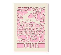 Personalised Christmas Cards Gifts Custom Xmas Cards 2025 Xmas Gifts with Any Name & Year Laser Paper Cut Cards for Son Daughter Friends Mom Dad Nanny Granddaughter(Pink)