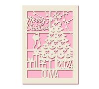 Personalised Christmas Cards Gifts Custom Xmas Gifts Xmas Cards 2024 Laser Paper Cut Cards with Any Name & Year Merry Christmas Cards for Dad Kids Friends Mum Son Daughter Wife(Pink)