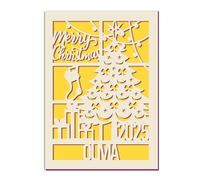 Personalised Christmas Cards Gifts Custom Xmas Gifts Xmas Cards 2025 Laser Paper Cut Cards with Any Name & Year Merry Christmas Cards for Dad Kids Friends Mum Son Daughter Wife(Gold)