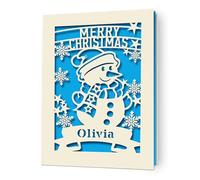 Personalised Christmas Cards Gifts for Women Men Christmas Cards 2025 Custom Merry Christmas Card Xmas Cards Gifts with Any Name Laser Paper Cut Card for Kids Friend Nanny Mum Dad(Blue)