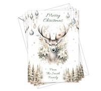 Personalised Christmas Cards pack of 10 A5 size with white envelopes. DLX 088