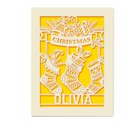 Personalised Christmas Cards Santa Gift for Girl Daughter Granddaughter Son Kids Grandson Custom Xmas Gifts for Brother Sister Merry Christmas Card from Mum Dad Nanny Grandad Uncle Aunt(Gold)