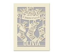 Personalised Christmas Cards Santa Gift for Girl Daughter Granddaughter Son Kids Grandson Custom Xmas Gifts for Brother Sister Merry Christmas Card from Mum Dad Nanny Grandad Uncle Aunt(Grey)