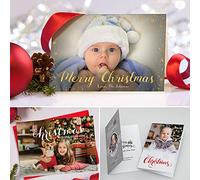 Personalised Christmas Cards/Xmas Cards with Your Photos + Free Envelopes, 20 Different Designs to Choose from