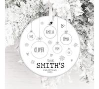 Personalised Christmas Ceramic Bauble - Family Edition - Keepsake Family Decoration - Add Your Name (Black Baubles)