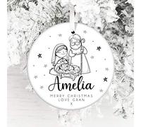 Personalised Christmas Ceramic Bauble - Gift Edition - Keepsake Decoration - Add A Name & Message (Nativity)