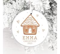 Personalised Christmas Ceramic Bauble - Name Edition - Keepsake Decoration - Add Your Name (Gingerbread House)