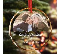 Personalised Christmas Crystal Ornament, 2025 Custom Xmas Bauble Hanging Decoration for Wedding, Mr & Mrs Our First Christmas