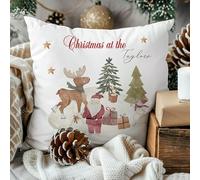 Personalised Christmas Custom Bespoke Throw Cushion Pillow Soft Cute Reindeer Santa Snowman Winter Insert Name Text Message Personalized Decorative Festive Family Keepsake Gift