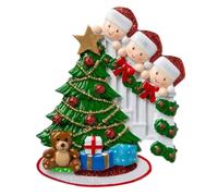 Personalised Christmas Decoration Family - Opening Family Christmas Decorations Personalised by Santa, Family Around the Tree Decoration, Family Opening Presented