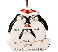 Personalised Christmas Decoration Penguin Family of 3 My 1st Xmas Baby Gift Ornament Keepsake