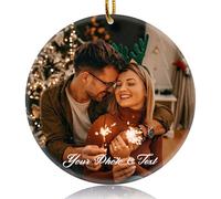 Personalised Christmas Decorations 2025,Custom Round Acrylic Decorations with Picture & Text,2025,Double Sided Printing,Gift for Family, Dad, Mom, Wedding,Friend,Couple.