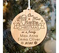 Personalised Christmas Decorations Engraved Wood Tree Baubles Custom Wooden Xmas Ornaments Santa Gift for Family Baby Home Girls Babies Mom Daughter with Any Name at 2025 (Round 2)