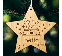 Personalised Christmas Decorations Engraved Wood Xmas Ornaments Custom Wooden Christmas Tree Bauble Gift for Your Pet Dog Cat Pets Dogs Cats with Any Name at 2025 (Star)