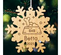 Personalised Christmas Decorations Engraved Wood Xmas Ornaments Custom Wooden Christmas Tree Bauble Gift for Your Pet Dog Cat Pets Dogs Cats with Any Name at 2025 (Snowflake)