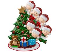 Personalised Christmas Decorations - Opening Family Christmas Decorations Personalised by Santa, Family Around the Tree Decoration, Family Opening Presented Ornament