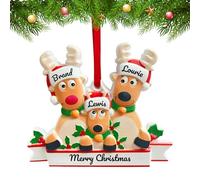 Personalised Christmas Deer Hanging Ornament with 2-8 Name Text, Customised Christmas Hanging Decorative Gift for Family and Friends