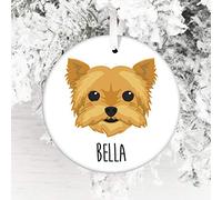 Personalised Christmas Dog Bauble - Dog Edition - Keepsake Pet Ceramic Decoration - Add Your Dog's Name and Breed (Yorkshire Terrier)