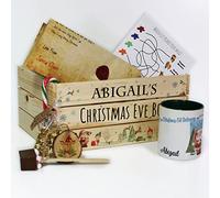 Personalised Christmas Eve Box Crate, Santa's Elves Wooden Gift Box, Gift Set For One Includes Mug & Bauble with Name, Hot Chocolate Stirrer, Candy Cane, Santa Letter, Reindeer Food