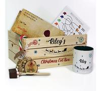 Personalised Christmas Eve Box Crate, Snowflake Santa Sleigh Wooden Gift Box, Gift Set For One Includes Mug & Bauble with Name, Hot Chocolate Stirrer, Candy Cane, Santa Letter, Reindeer Food