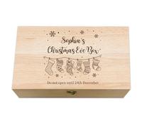 Personalised Christmas Eve Box Gifts Keepsake Wooden Box Custom Xmas Memory Box Gifts with Any Name & Year for Women Men Kids Son Daughter Baby Nephew Wife Husband(Design 2)