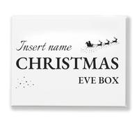 Personalised Christmas Eve Box Sticker (Santa Sleigh Design) - Custom Name Vinyl - Clear Label - Choose from 10 Colours - Easy to Apply - Box Not Included