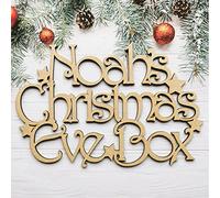 Personalised Christmas Eve Box Topper - ANY NAME CUSTOM Gift Box Decoration Craft Wall Door MDF Wood Xmas Gift