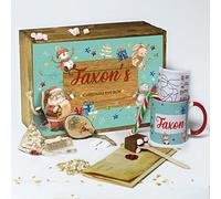 Personalised Christmas Eve Box with Lid, Rabbit Snowman Wooden Gift Box, Crate, Gift Set For One Includes Mug & Bauble with Name, Hot Chocolate Stirrer, Candy Cane, Santa Letter, Reindeer Food