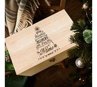 Personalised Christmas Eve Gift Box | Heavy Beech Christmas Boxes for Children | Wooden Christmas Eve Box | Engraved Christmas Eve Box | Gift from Santa,Santa Surprise(Xmas Tree)