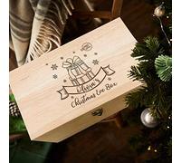 Personalised Christmas Eve Gift Box | Heavy Beech Christmas Boxes for Children | Wooden Christmas Eve Box | Engraved Christmas Eve Box | Gift from Santa,Santa Surprise(Gifts)