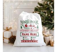 Personalised Christmas Eve Sack - North Pole Express Santa Approved Design - Custom Name Xmas Gift Bag - Reusable Drawstring Sack for Kids & Adults - Perfect for Holiday Presents & Christmas Morning
