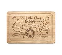 Personalised Christmas Eve Treat Board Santa Carrot Mince Pie Rectangular Wooden Chopping Snack Father Christmas Rudolph