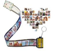 Personalised Christmas Film Roll Photo Keychain, Unique Personalized Memory Camera Picture, Customised Gifts For Birthday Dad Friend Boyfriend Mom Men Lover Kid Anniversary Day Gift