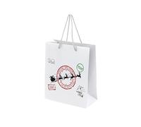 Personalised Christmas Gift Bags - Xmas Gift Bag with Rope Handles - Recyclable Paper Eco Friendly Presents Bag - Delivery - WHITE- L-P