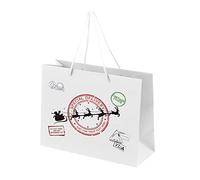 Personalised Christmas Gift Bags - Xmas Gift Bag with Rope Handles - Recyclable Paper Eco Friendly Presents Bag - Delivery - WHITE - M