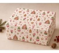 Personalised Christmas Gift Wrap with Custom Name - Gingerbread House, Candy Cane & Sweet Treat Christmas Wrapping Paper - Personalised Christmas Wrapping Paper (1 Meter)