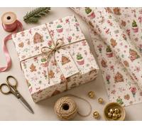 Personalised Christmas Gift Wrap with Custom Name - Gingerbread House, Candy Cane & Sweet Treat Christmas Wrapping Paper - Personalised Christmas Wrapping Paper (3 Meters)