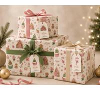 Personalised Christmas Gift Wrap with Custom Name - Gingerbread House, Candy Cane & Sweet Treat Christmas Wrapping Paper - Personalised Christmas Wrapping Paper (2 Meters)