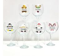 Personalised Christmas Gin Glass, Cocktail Novelty Secret Santa, Festive Funny Gifts for Her Him Women Men, Work Colleague Bestie, Xmas Stocking Filler, Reindeer Penguin Elf Snowman Gingerbread Man